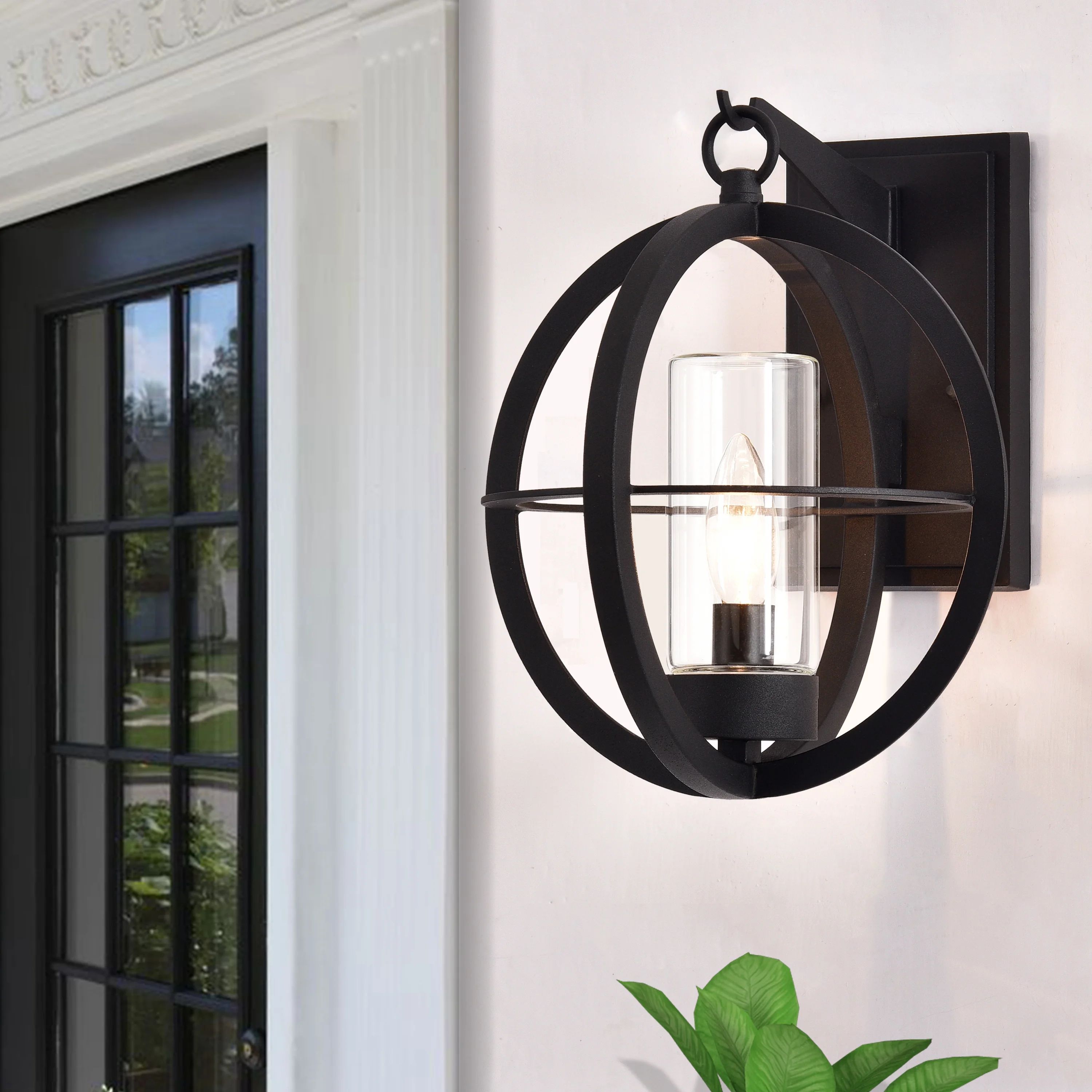 C Cattleya 1-Light Matte Black Finish Global Outdoor Wall Sconce Wall Light fixture - Walmart.com | Walmart (US)