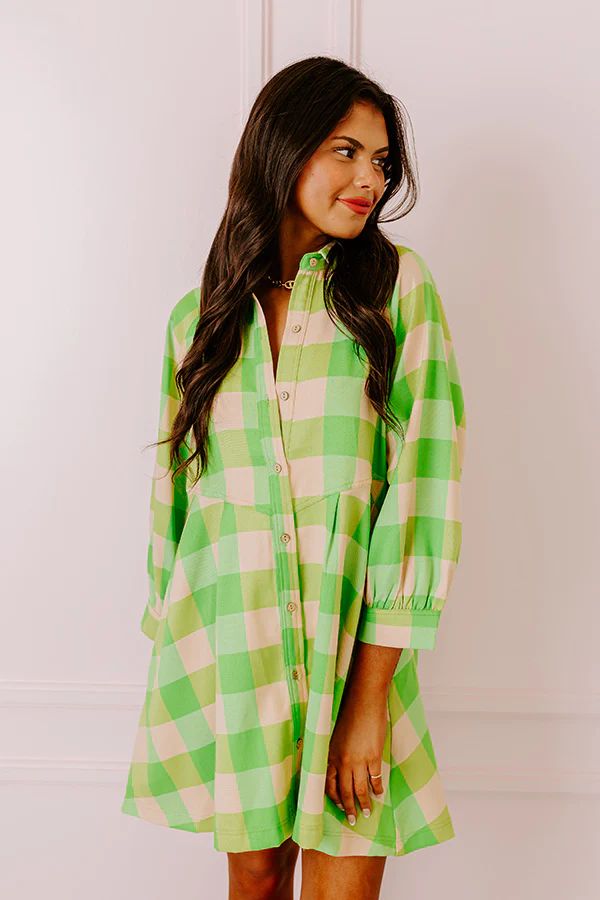 Picnic In The Park Mini Dress in Lime | Impressions Online Boutique