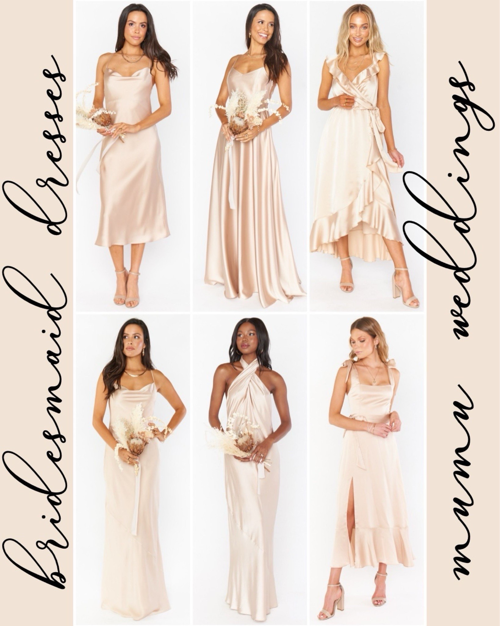 Satin champagne dresses - a trending look for this years bridesmaids!

Mumu weddings dress. Event dress. Wedding guest gown. Long wedding guest dress. Formal gowns. Black tie dress. Formal wear. Champagne dress. Midi wedding guest dress. Maid of honor dress. Black tie gowns. Bridesmaid dress. Wedding party dress. Bridal party gown. 

#LTKWedding #LTKSeasonal
