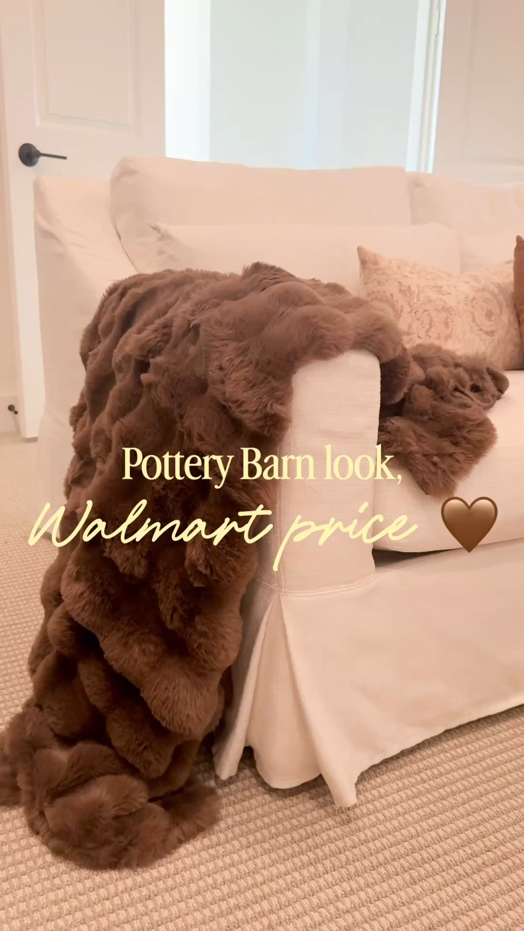 This Walmart blanket may be one of my favorite cozy home finds for fall—it has that plush, elevated Pottery Barn-inspired look without the Pottery Barn price. The rich chocolate brown is SO good for adding warmth to a neutral living room, and the oversized fluffy texture instantly makes a cream sofa feel cozy for fall without having to completely redecorate. If you love affordable home decor, Walmart home finds, designer look for less decor, cozy living room ideas, neutral fall decor, fall living room decor and soft throw blankets, this one is such a good find. It looks much more expensive than it is, feels incredibly cozy, and this brown is the fall color I would grab first because the best Walmart colors tend to disappear fast. 🤎

#LTKHome #LTKSaleAlert #LTKSeasonal
