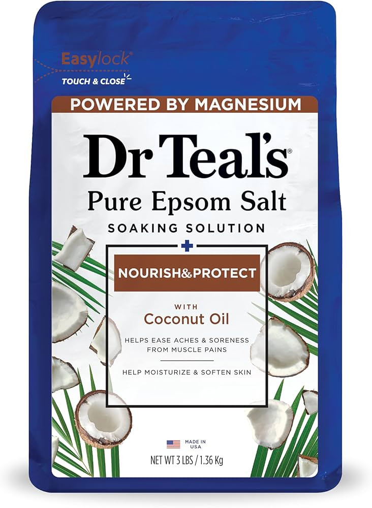 Dr Teal's Epsom Magnesium Salt Soak, Nourish & Protect with Coconut Oil, 3lbs | Amazon (US)