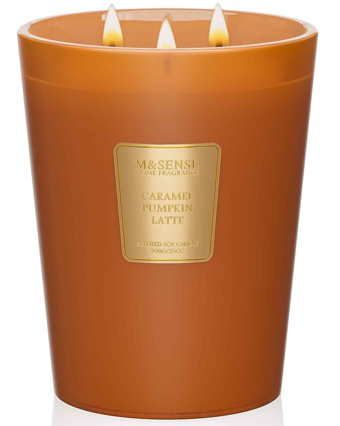 M&SENSE Large Candles Caramel Pumpkin Latte Scented, 3 Wick Candle Non Toxic Natural Soy Wax for ... | Amazon (CA)