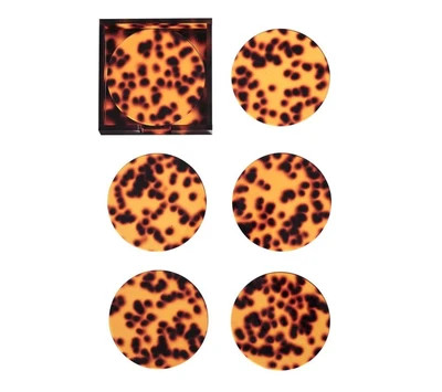 Tortoise Drink Coasters in Brown, Set of 6 in a Caddy | Over The Moon