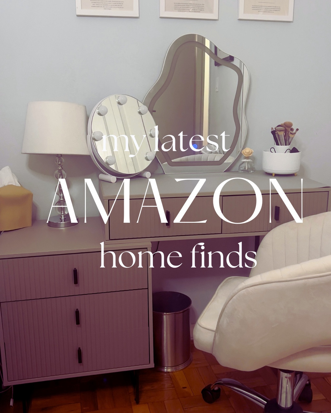 I needed a room refresh and Amazon’s home selection is GIVING. I found the prettiest vanity with built in LED wave mirror, velvet chair, makeup mirror and wall art for my bedroom. For my dining area I found the coolest Sherpa chairs that make my table look so much more elevated. Such good finds and the whole project was so affordable.



#LTKVideo #LTKHome #LTKFindsUnder100
