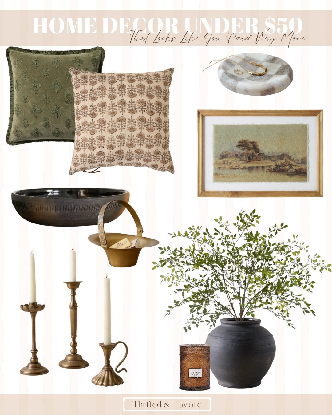 There’s something so satisfying about finding home decor that looks designer without the big price tag. This collection is full of timeless pieces under $50 that add warmth, texture, and character to your home. Think vintage-inspired wall art, cozy neutral throw pillows, textured vases, and versatile accent pieces that look like they came from a high-end shop. I love how these finds can work in almost any room, giving you that lived-in, collected feel without stretching your budget. Tap to shop each affordable piece and see how easy it is to bring a little high-end style home.

#LTKFindsUnder50 #LTKHome