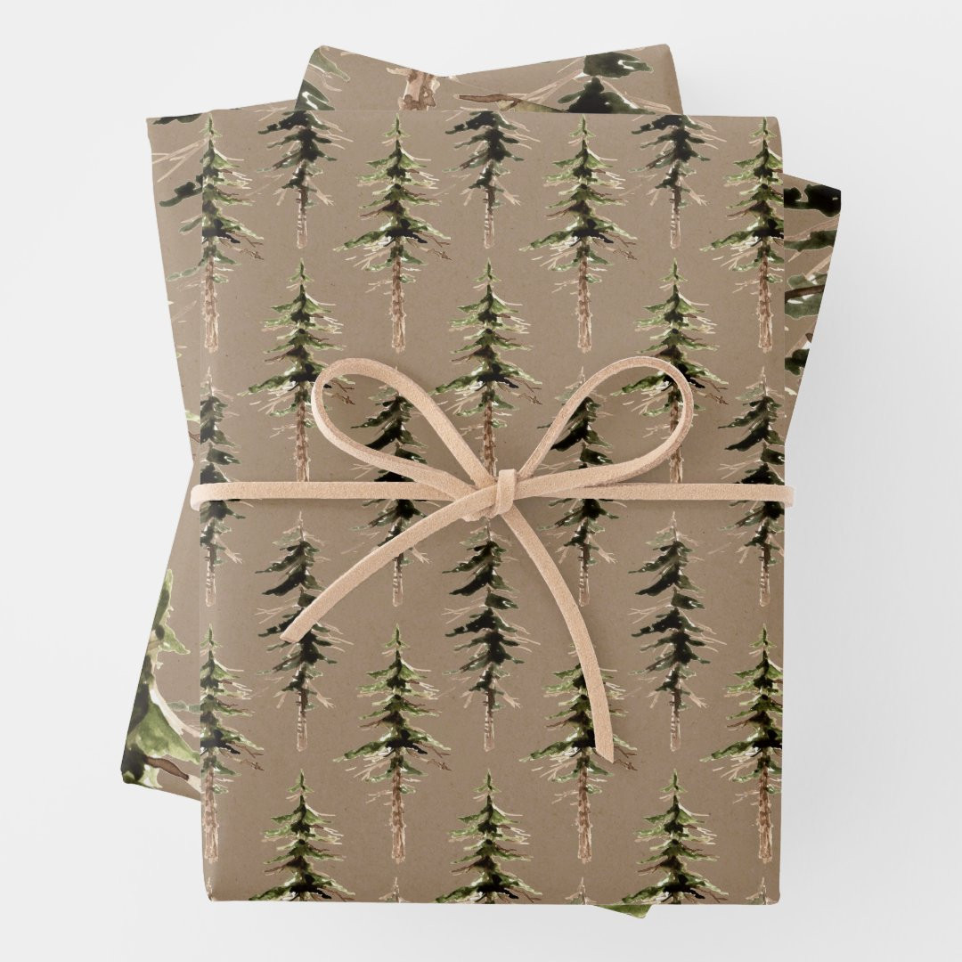 Rustic Kraft Woodland Forest 2 Wrapping Paper Sheets | Zazzle | Zazzle