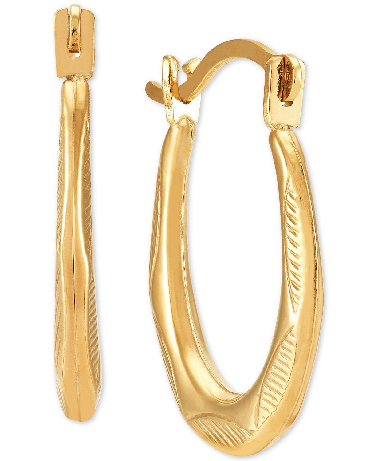 Macy's Patterned Oval Hoop Earrings in 10k Gold & Reviews - Earrings - Jewelry & Watches - Macy's | Macys (US)
