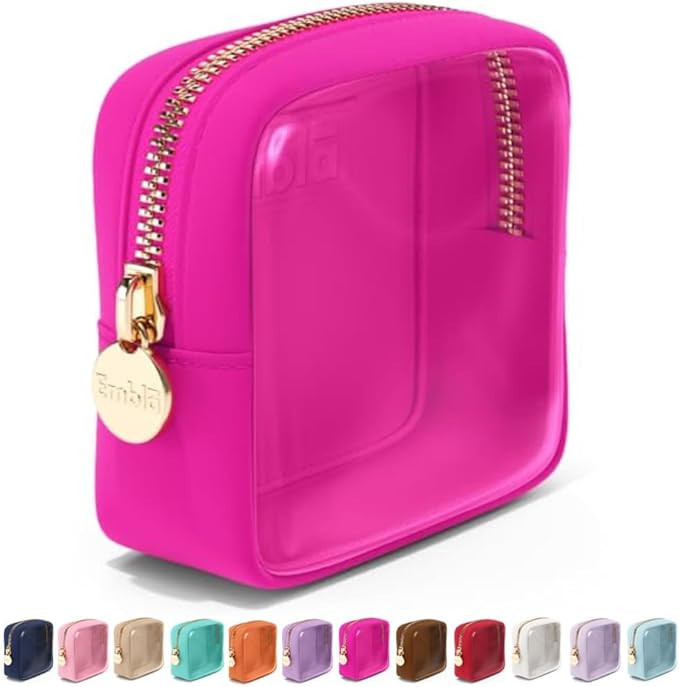 Embla Clear Cosmetic Bag Makeup Case, Clear Zipper Make Up Pouch and Toiletry Travel Tote, Cute S... | Amazon (US)