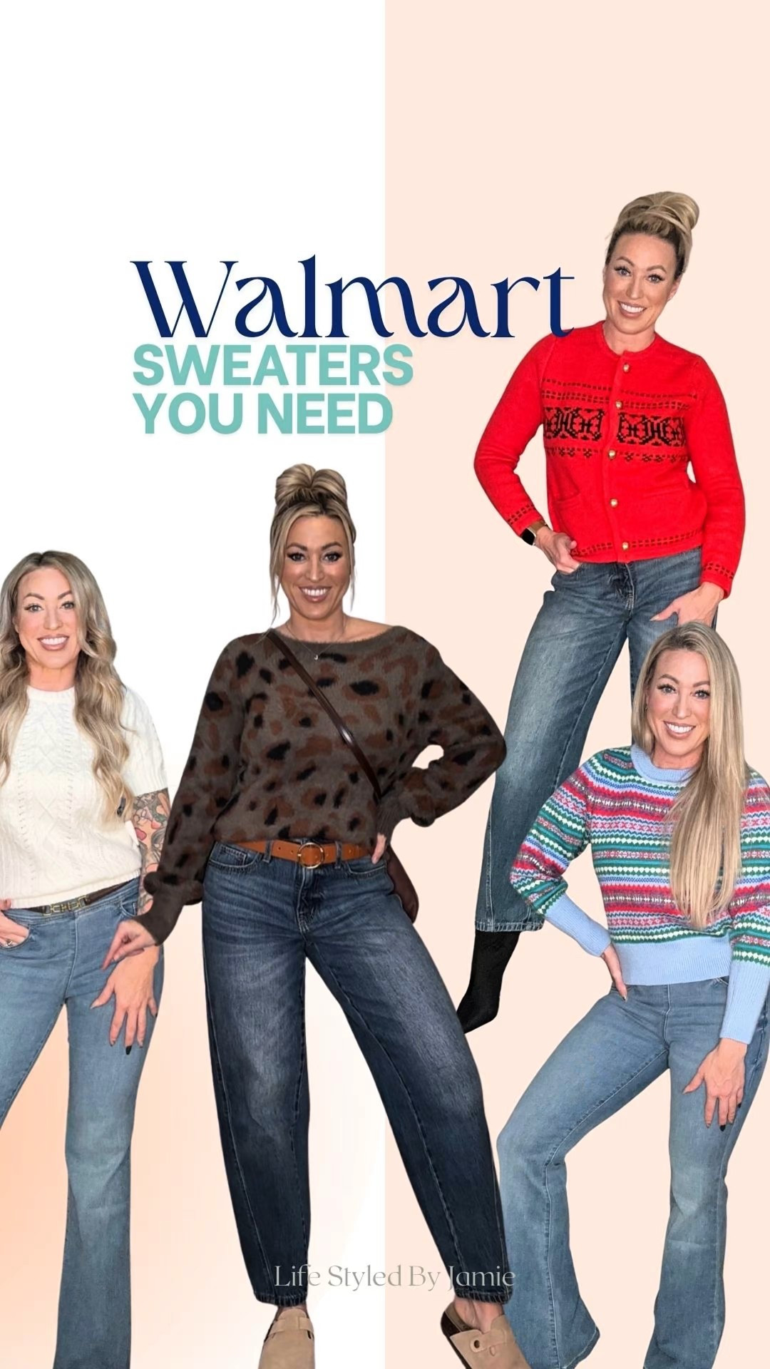 4 Walmart sweaters I’m loving this week 🤎✨
Comfy, cute, affordable… and honestly they all look way more expensive than they are.
These are perfect for everyday mom life, school drop-off, holiday things, or just wanting to look cozy without trying too hard 😂

✨ Tap to shop the full Walmart sweater lineup
✨ Follow for more budget-friendly Walmart finds



#walmartfashion #walmartfinds #walmarthaul #ltkfashion #ltkstyle #cozystyle #sweaterweather #affordablefashion #winteroutfitideas #momstyleover30

#LTKOver40 #LTKFindsUnder50 #LTKHoliday