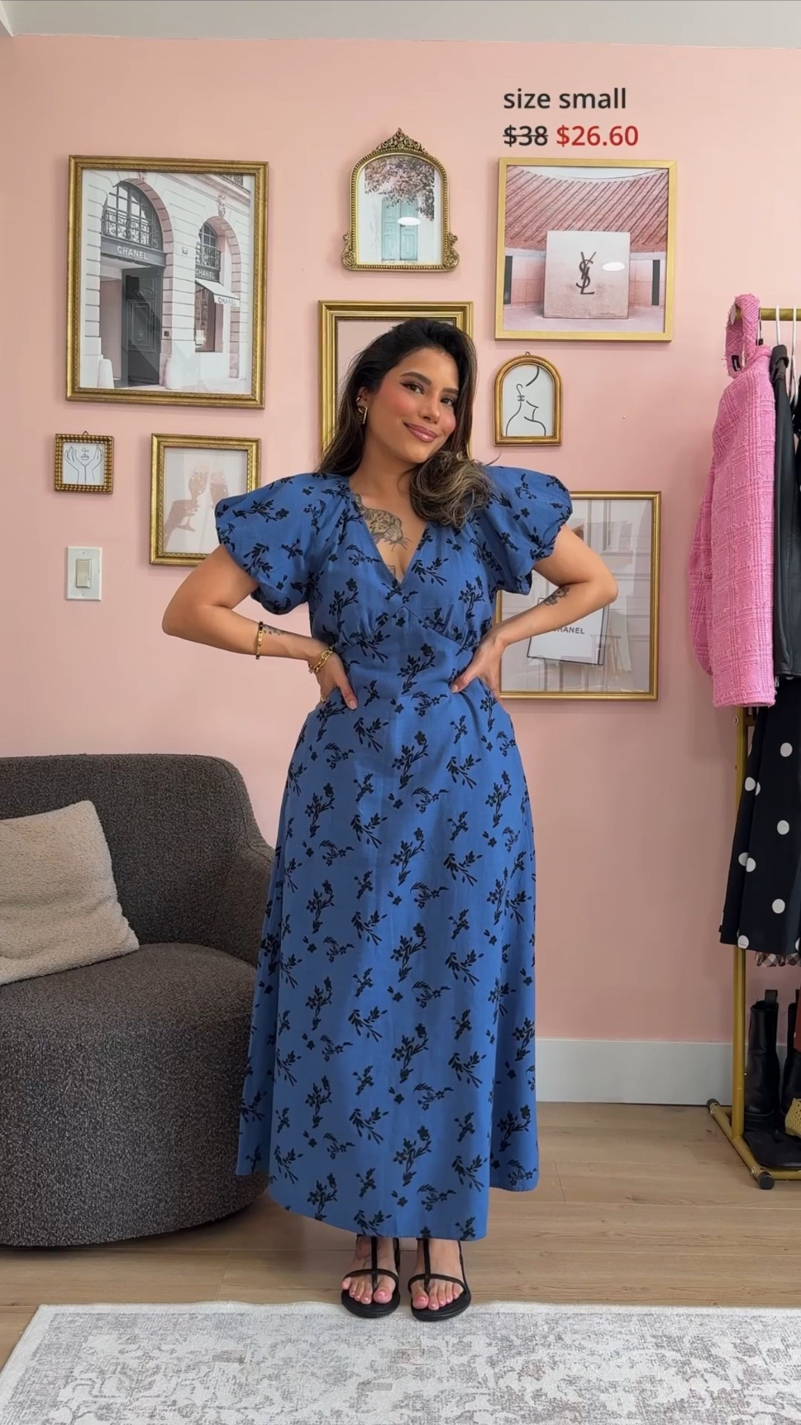 How pretty is this dress! 😍 love the volume on the sleeves and the pattern! Last day of the sale! Get yours!! 
Gladiator sandals are old also from Target, linked a similar pair 

#LTKPetite #LTKootd