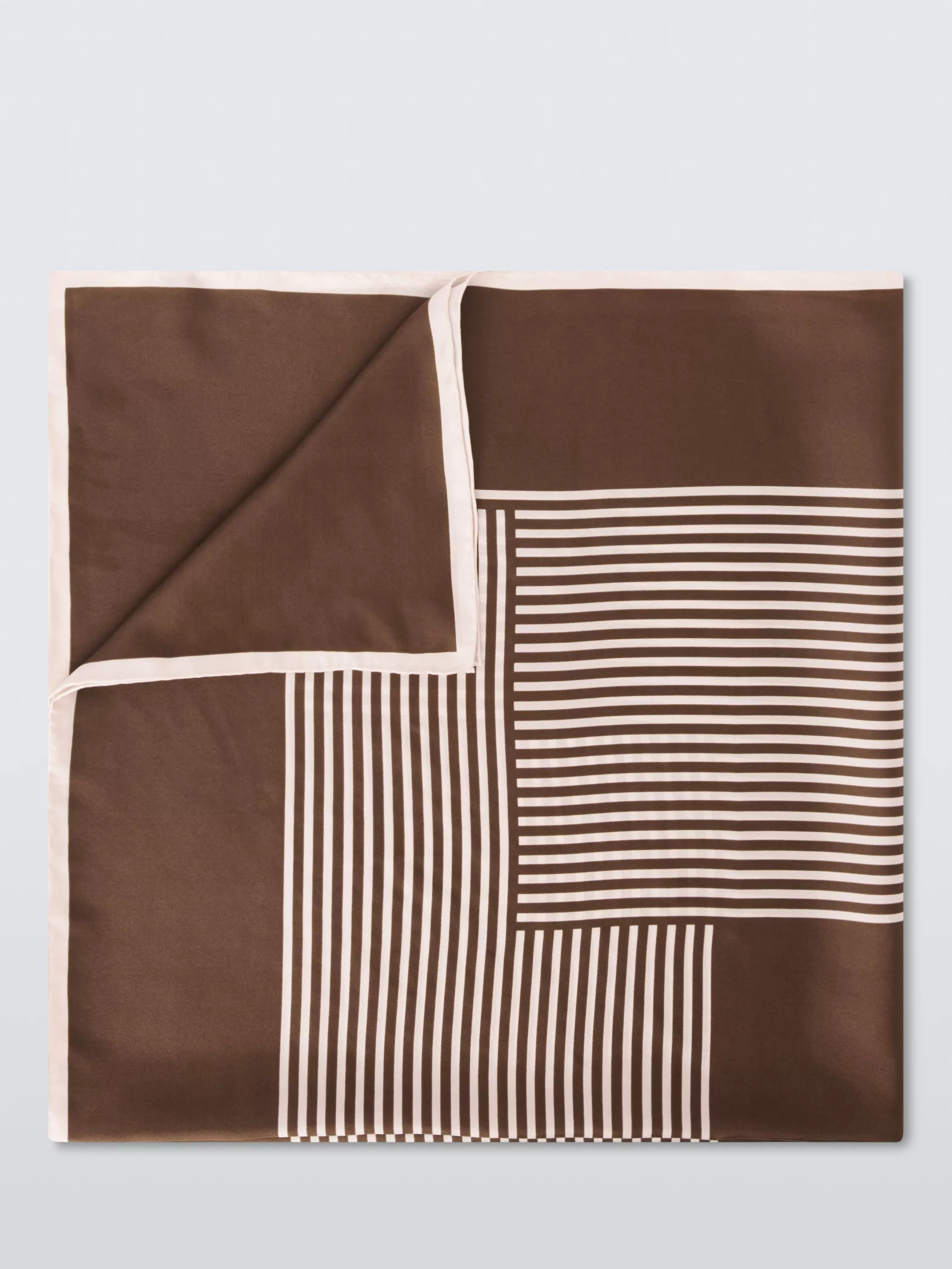 Staggered Vita Stripe Pure Silk Scarf, Brown | John Lewis (UK)