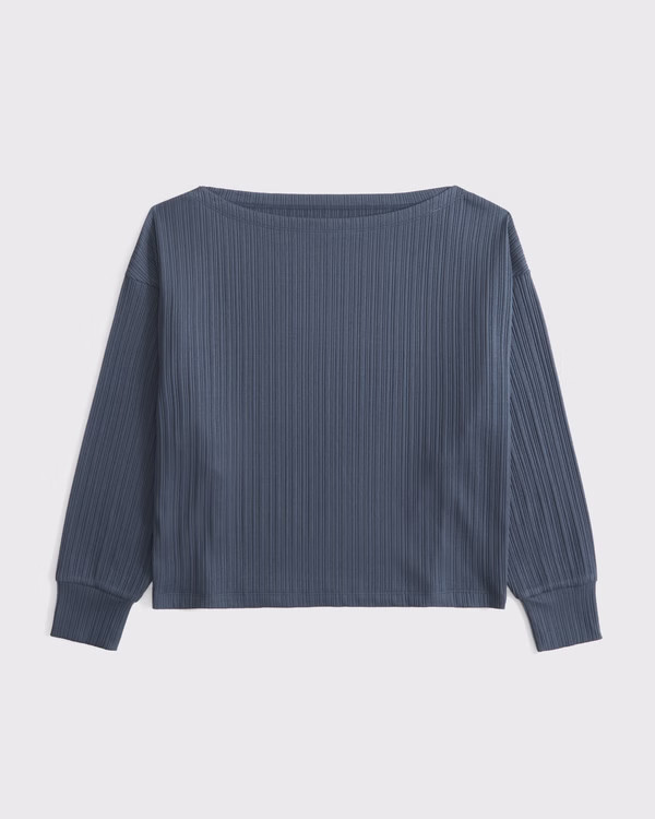 Women's Long-Sleeve Lounge Wide Rib Slash Top | Women's 20-50% Off All Sweatshirts & Sweatpants |... | Abercrombie & Fitch (US)