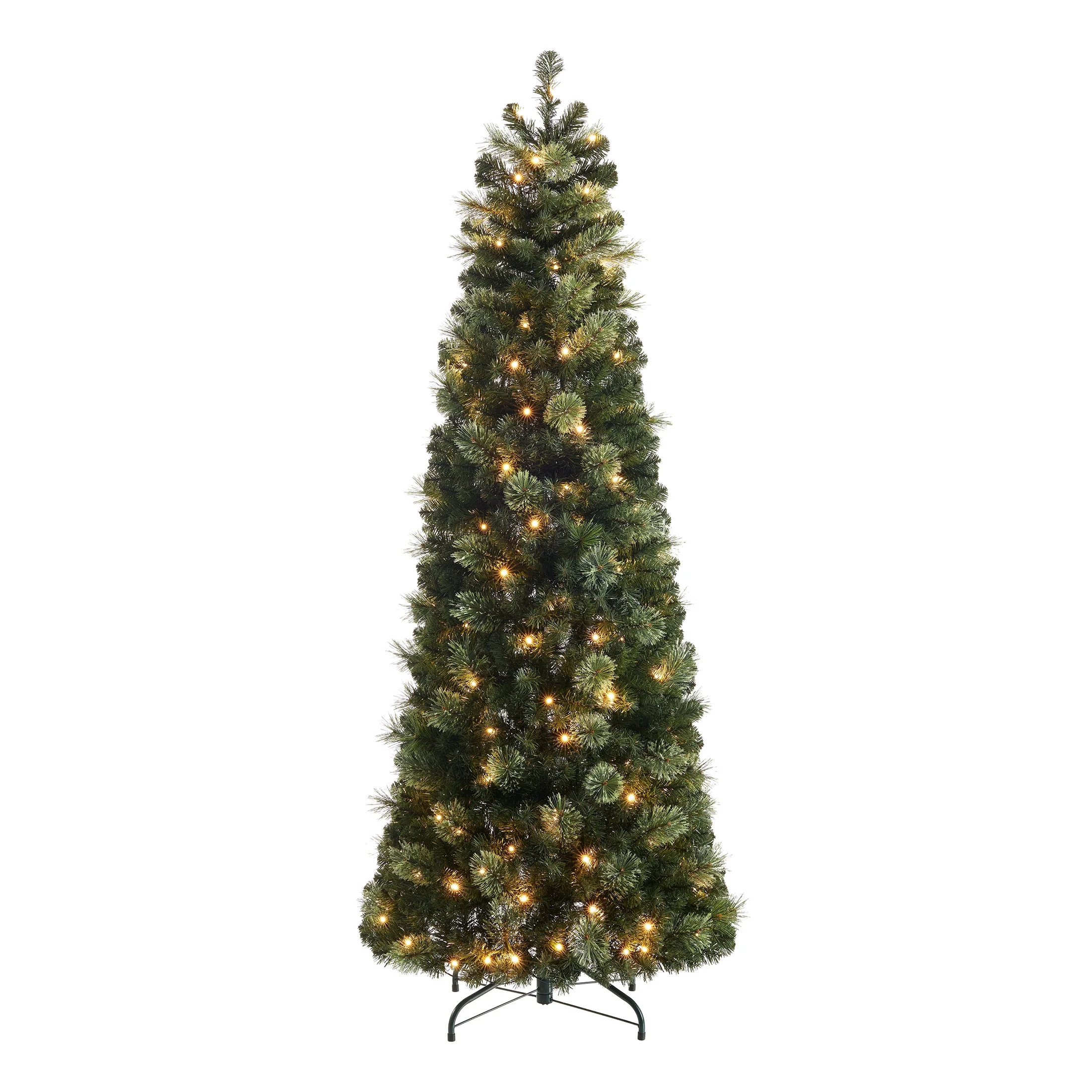 6 ft Pre-Lit Bethel Pine Pop-up Artificial Christmas Tree, 150 LED, Green, by Holiday Time - Walm... | Walmart (US)