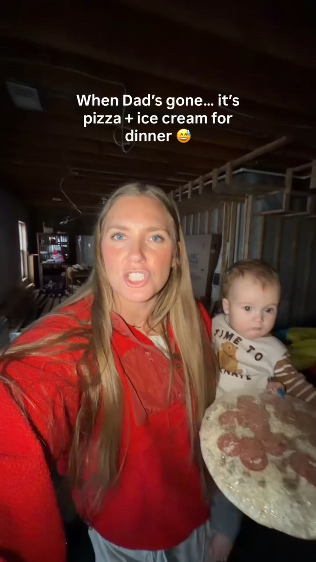 Just me, the kids, a frozen pizza, and a little snow magic while Jake was out chasing coyotes 🤠
We ended the night with ice cream (obviously) and a quick house reset before bed.

#realisticmomlife #momvlog #familydinner #soloParenting