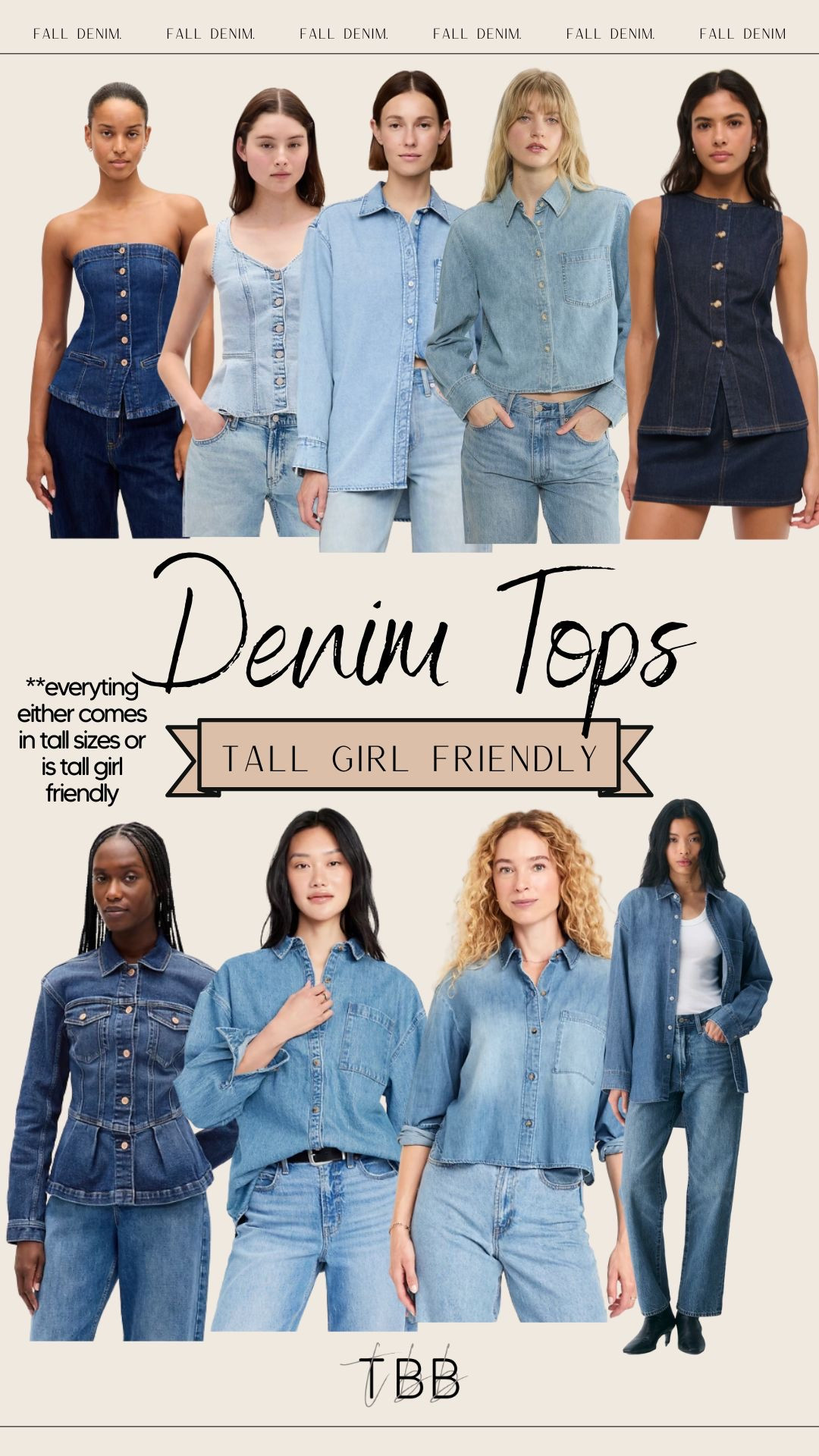 Denim Tops for Fall that are tall girl friendly.  For Gap and Old Navy items I wear Small tall, Aritzia I wear size small in button ups.  They run oversized.  I have a medium in the long button up too from Aritzia for a super oversized fit which i love!  For Abercrombie pieces I wear size small.  

 

#LTKSeasonal
