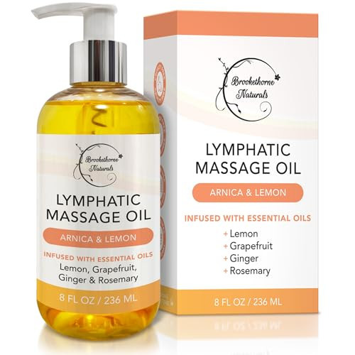 Lymphatic Massage Oil for Massage Therapy | 100% Natural Lymphatic Drainage Oil | Premium Quality with Arnica, Lemon & Ginger | for Post Surgery Recovery & Detox | 8oz by Brookethorne Naturals | Amazon (US)