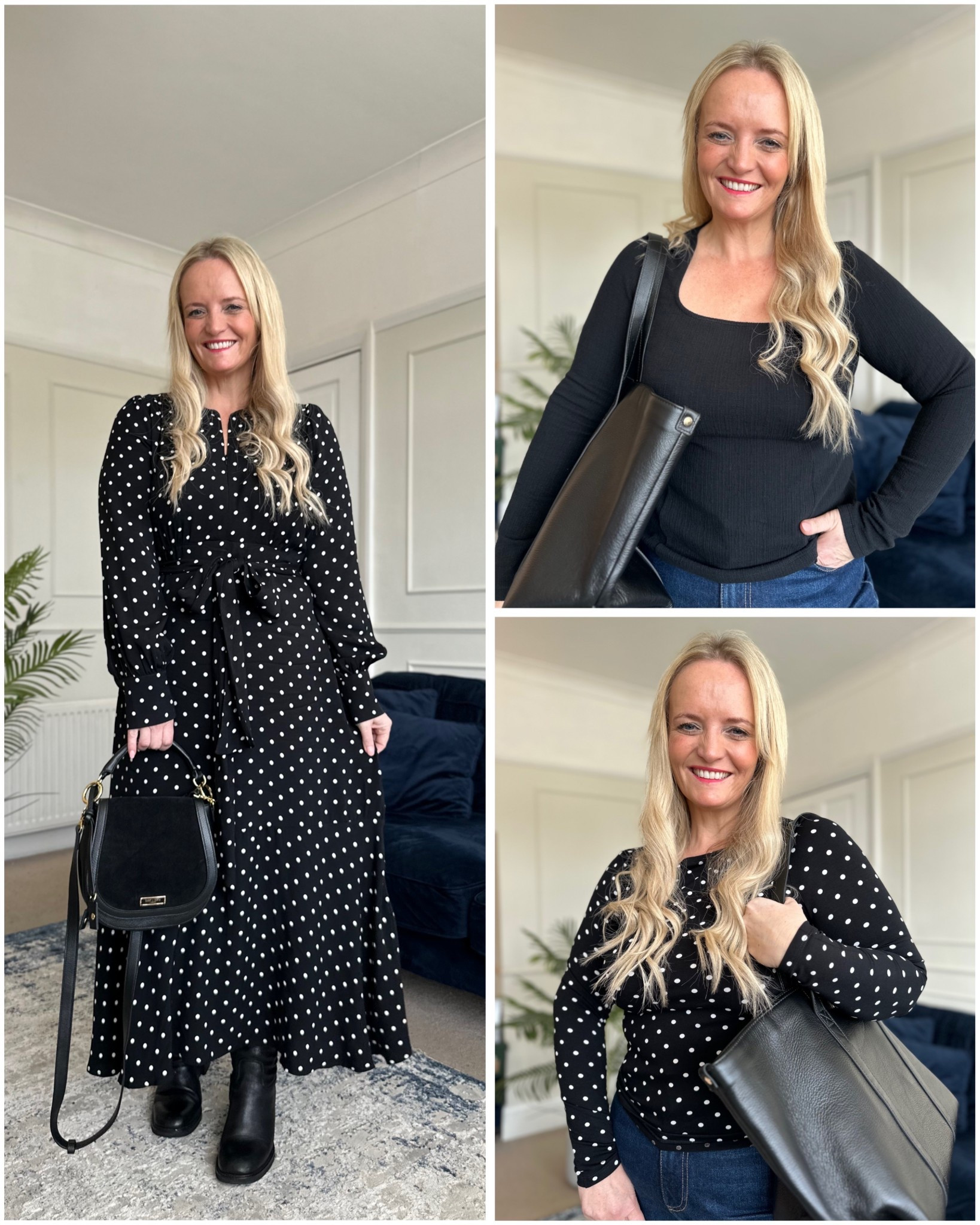 
This is  my latest @saintandsofia delivery  
I was super excited for this one as I’m a huge fan of their Adaline dresses and couldn’t wait to get my hands on this latest polka dot version. It’s easy to see why it’s a best seller - I just love the flattering cut, zip front and tie waist. Plus it’s handmade from the most beautifully soft and sustainable material. 

Featured in this photo are:

🖤 Adaline zip up dress 
🖤 Austen boat neck long sleeve tee
🖤 Akia long sleeve tee 
🖤 Dakota ankle boots 
🖤 Kara leather shopper bag 
🖤 Black saddle bag  


#LTKuk #LTKFashionMonth #LTKmidsize