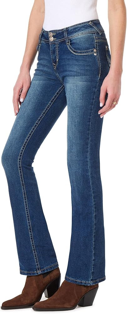 WallFlower Women's Luscious Curvy Bootcut Mid-Rise Insta Stretch Juniors Jeans (Standard and Plus... | Amazon (US)