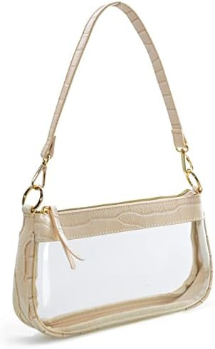Clear Shoulder Handbag PVC Classic 90s Purse Women Vegan Leather Crocodile Crossbody Bag | Amazon (US)