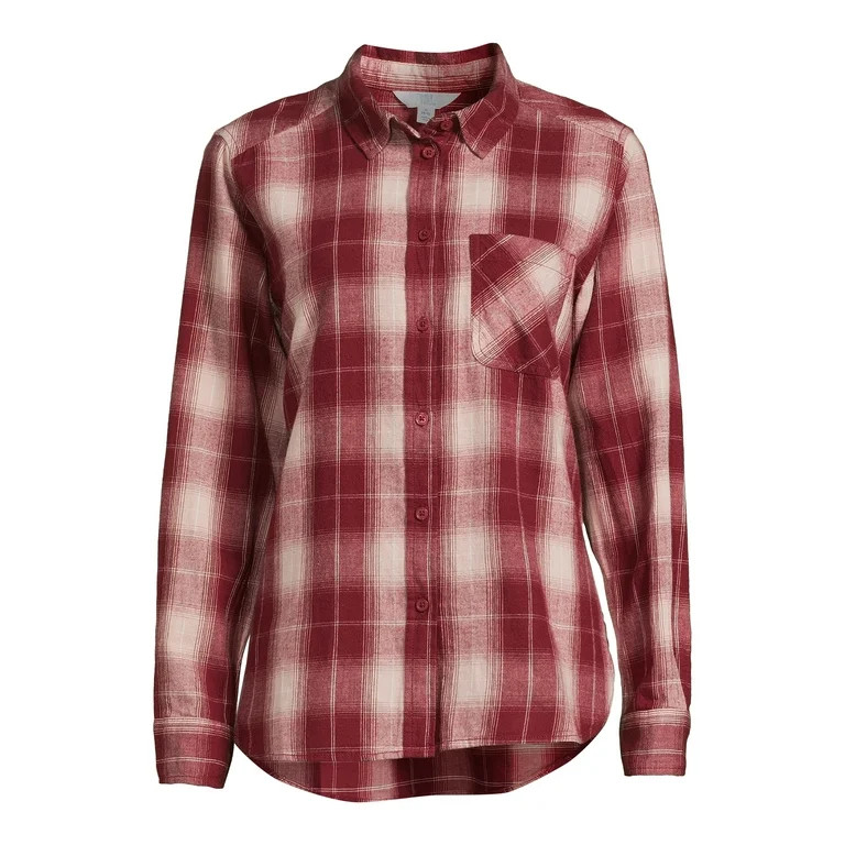 Time and Tru Women's Button Down Flannel Shirt, Sizes XS-3XL | Walmart (US)