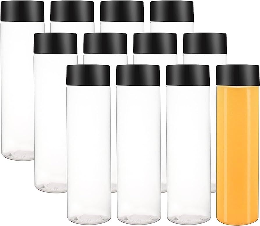 zmybcpack 12 Pack 13.6 OZ (400 ml) Clear PET Plastic Juice Bottles With Black Lids- Plastic Smoot... | Amazon (US)