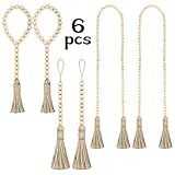 6 Pieces Wood Beads Garland with Tassels, Rustic Wooden Bead Garlands, Farmhouse Beads Hanging Garla | Amazon (US)