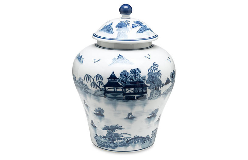 14" Lavieille Ginger Jar, Blue/White | One Kings Lane