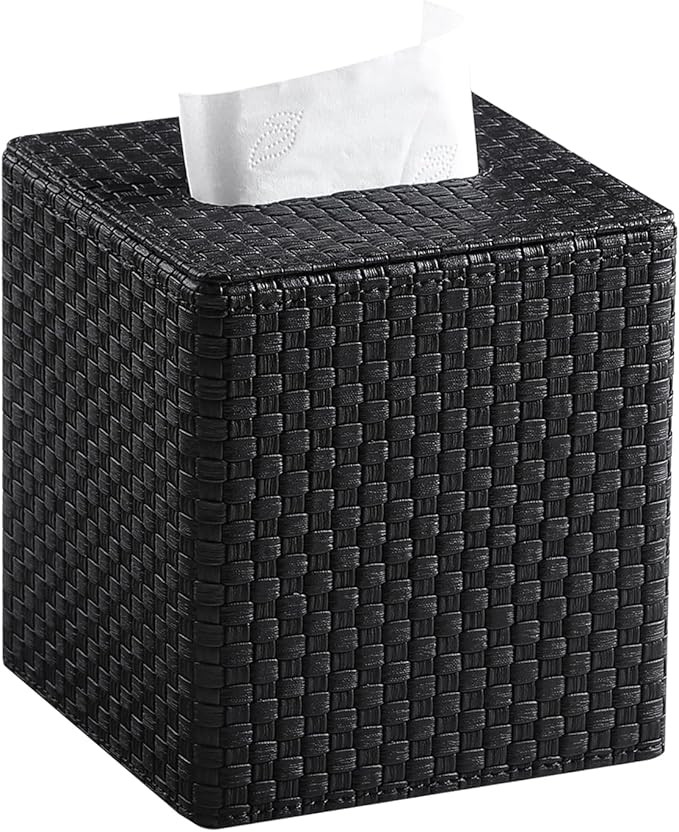 Square Tissue Box Cover, Stylish Leather Tissue Box Holder with Magnetic Bottom, Used As A Decora... | Amazon (US)