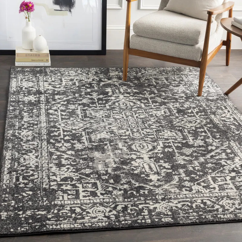 Adelia Performance Black/ Charcoal/ Light Gray/ Ivory Rug | Wayfair North America