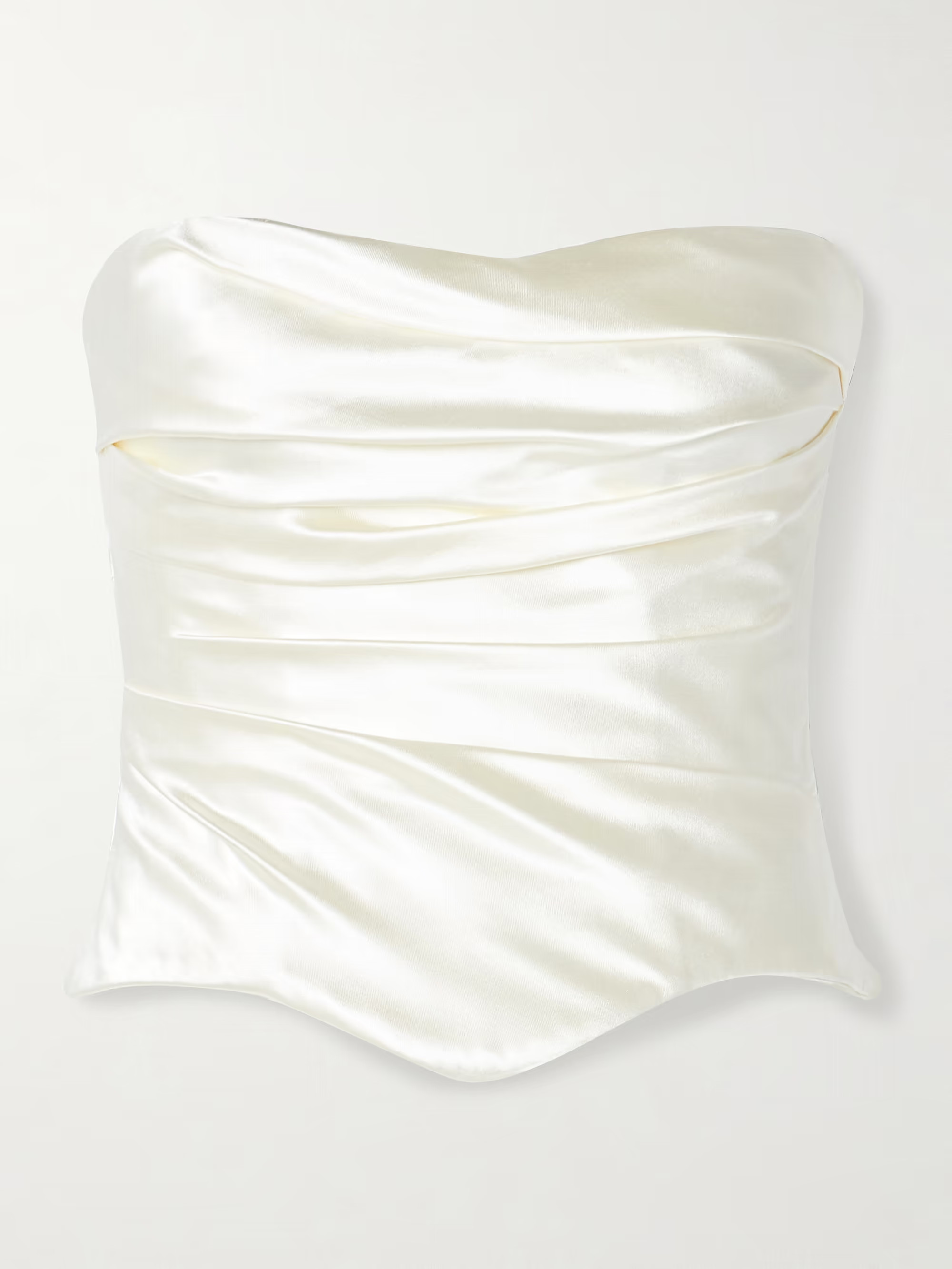 Demi strapless draped silk and wool-blend satin bustier top | NET-A-PORTER (US)