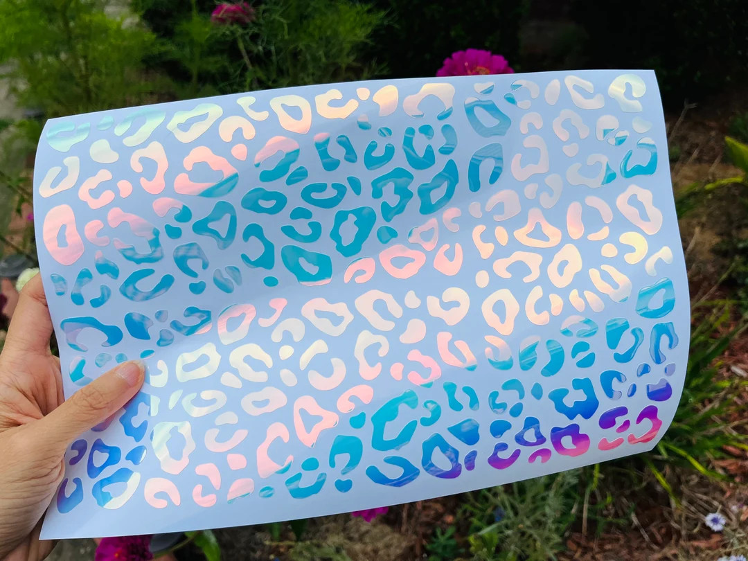 Cheetah Print Decal Leopard Print Vinyl Decal Holographic - Etsy | Etsy (US)