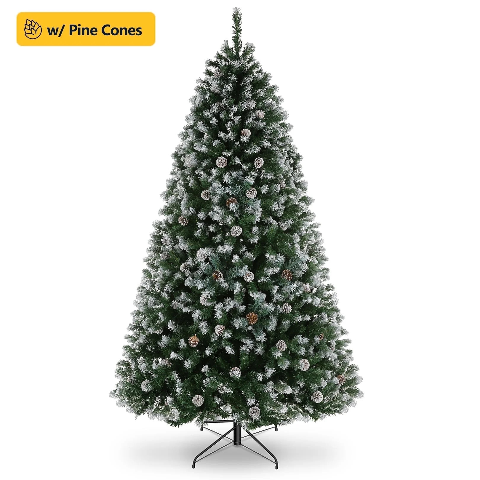 Funcid 6ft Artificial Christmas Tree Decorated Xmas Tree with Pine Cones, Hinged Partially Flocke... | Walmart (US)