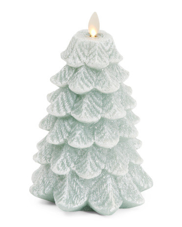 Embossed Frosted Tips Classic Tree Pillar Led Candle | TJ Maxx
