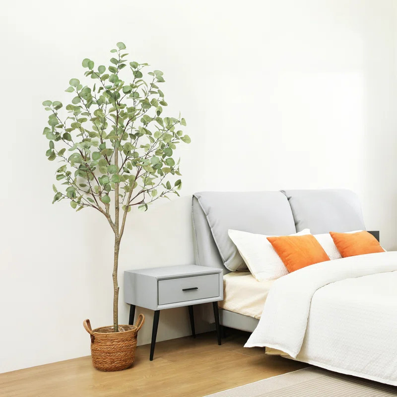 Adcock Artificial Eucalyptus Tree Fake Silver Dollar Leaves Eucalyptus Plants Faux Silk Eucalyptu... | Wayfair North America