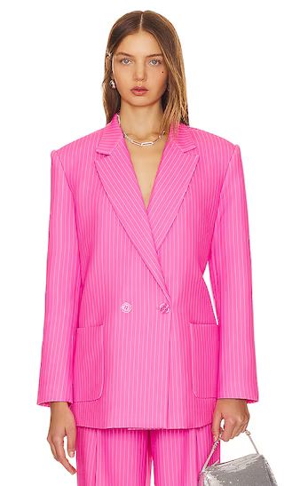 Natasha Blazer in Pink & White Stripe | Revolve Clothing (Global)