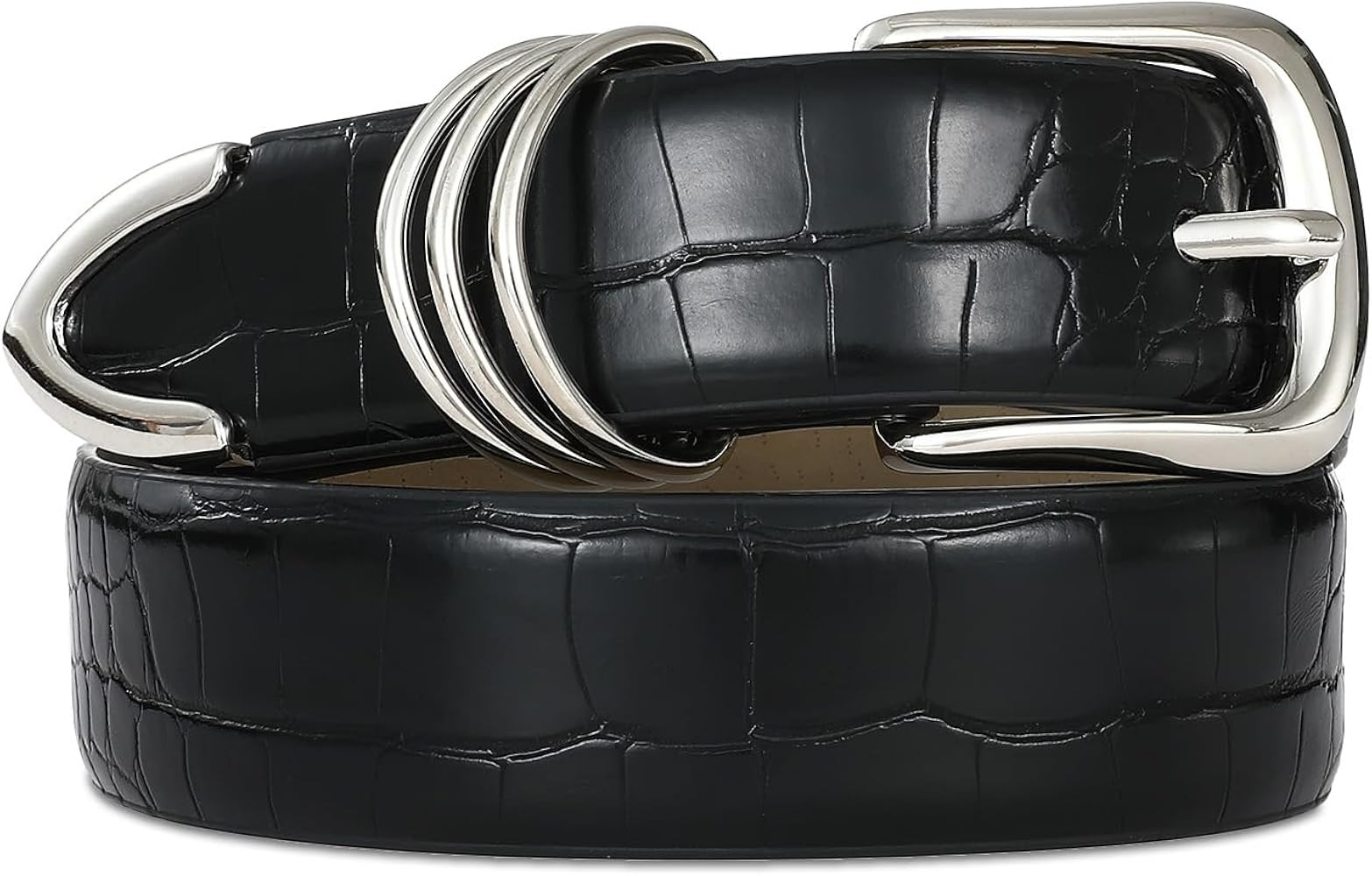 Women's Leather Belts with Gold Buckle Fashion Leather Waist Belt Elegant Ladies Belts for Jeans ... | Amazon (US)