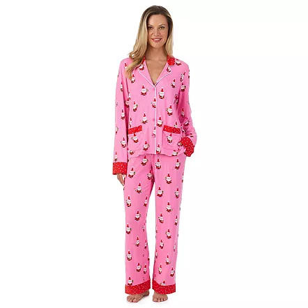 Women's Beauty Sleep Social Long Sleeve Pajama Top & Pajama Bottoms Set | Kohl's