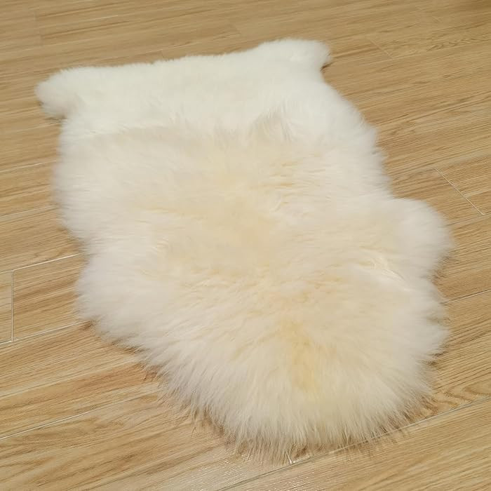 Genuine Australian Sheepskin Rug, Real Lambskin Area Rug, 2x3 ft Single Pelt, Natural White | Amazon (US)