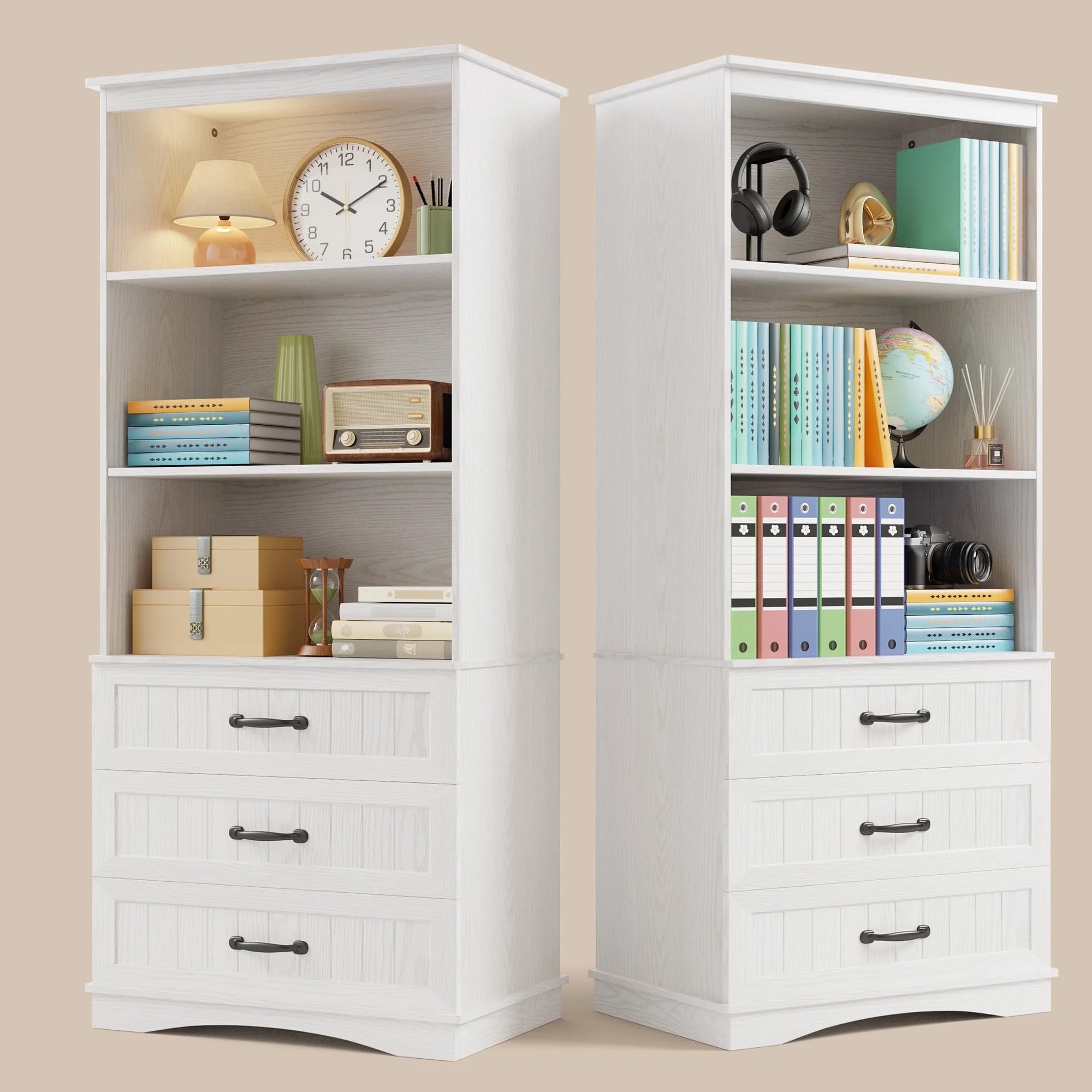 Bookshelf with Drawers, Lofka 69.7" Tall Bookcase with 3 Large Drawers & 3 Open Shelves for Home ... | Walmart (US)