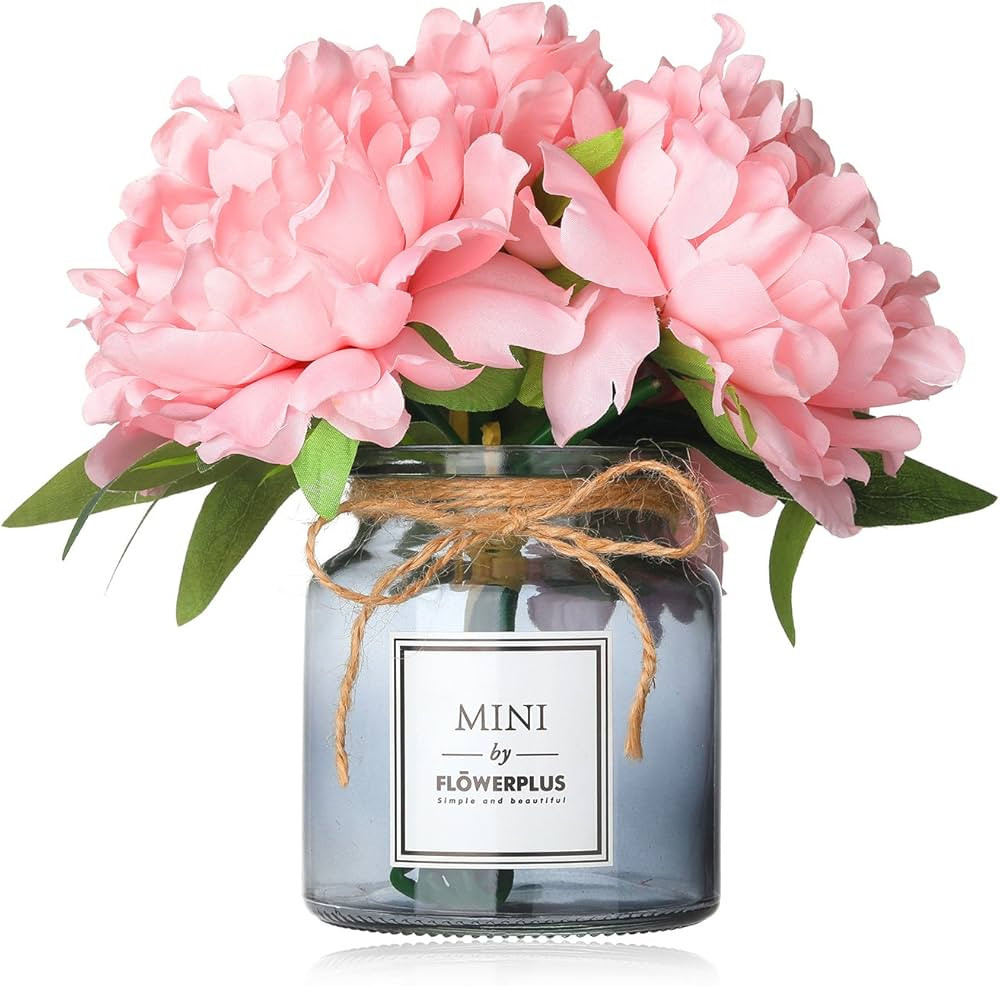 MISBEST Artificial Flowers with Vase, Fake Peony Flowers Bouquet,Faux Flower Arrangements for Hom... | Amazon (US)