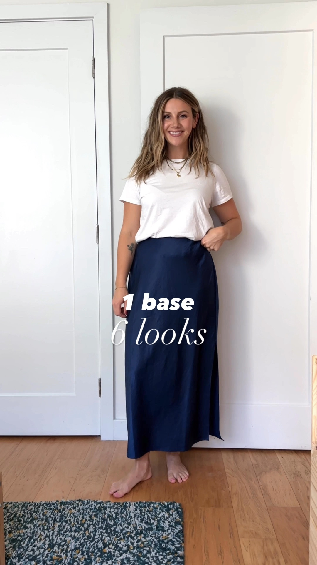 1 base of a slip skirt and white tee, 6 different outfit options 💙
