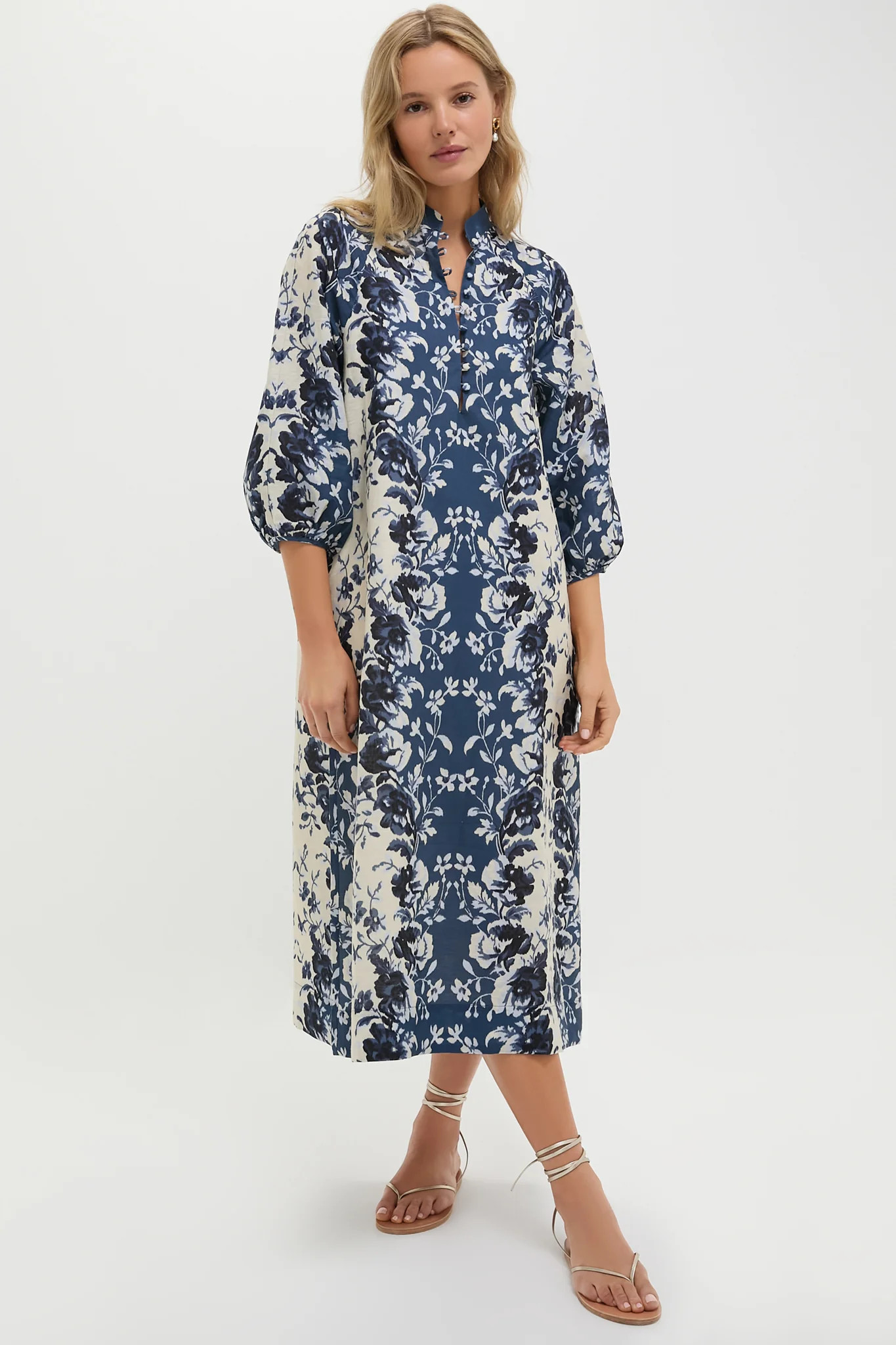 Indigo Reflection Cotton Linen Maryse Caftan | Tuckernuck (US)