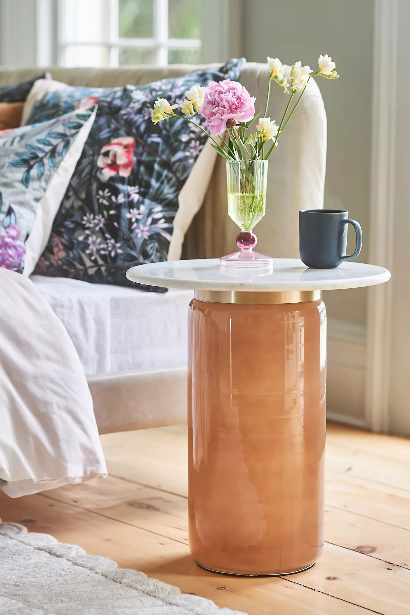 Infinity Marble-Top Glass Side Table | Anthropologie (US)