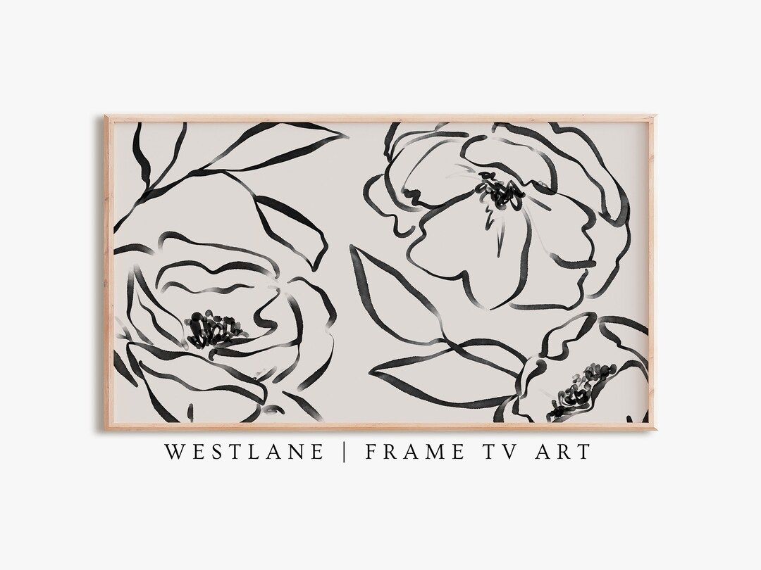 Samsung Frame TV Art  Neutral Roses Botanical Floral Sketch  - Etsy | Etsy (US)