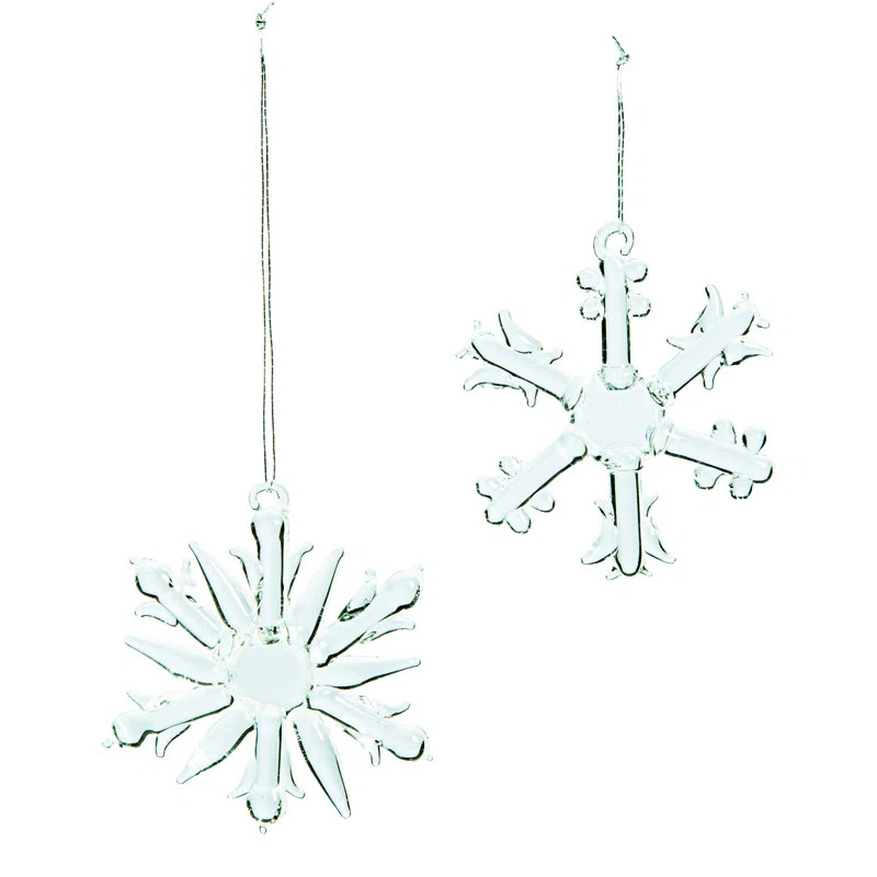 12 Piece Snowflake Glass Holiday Shaped Ornament Set | Wayfair North America