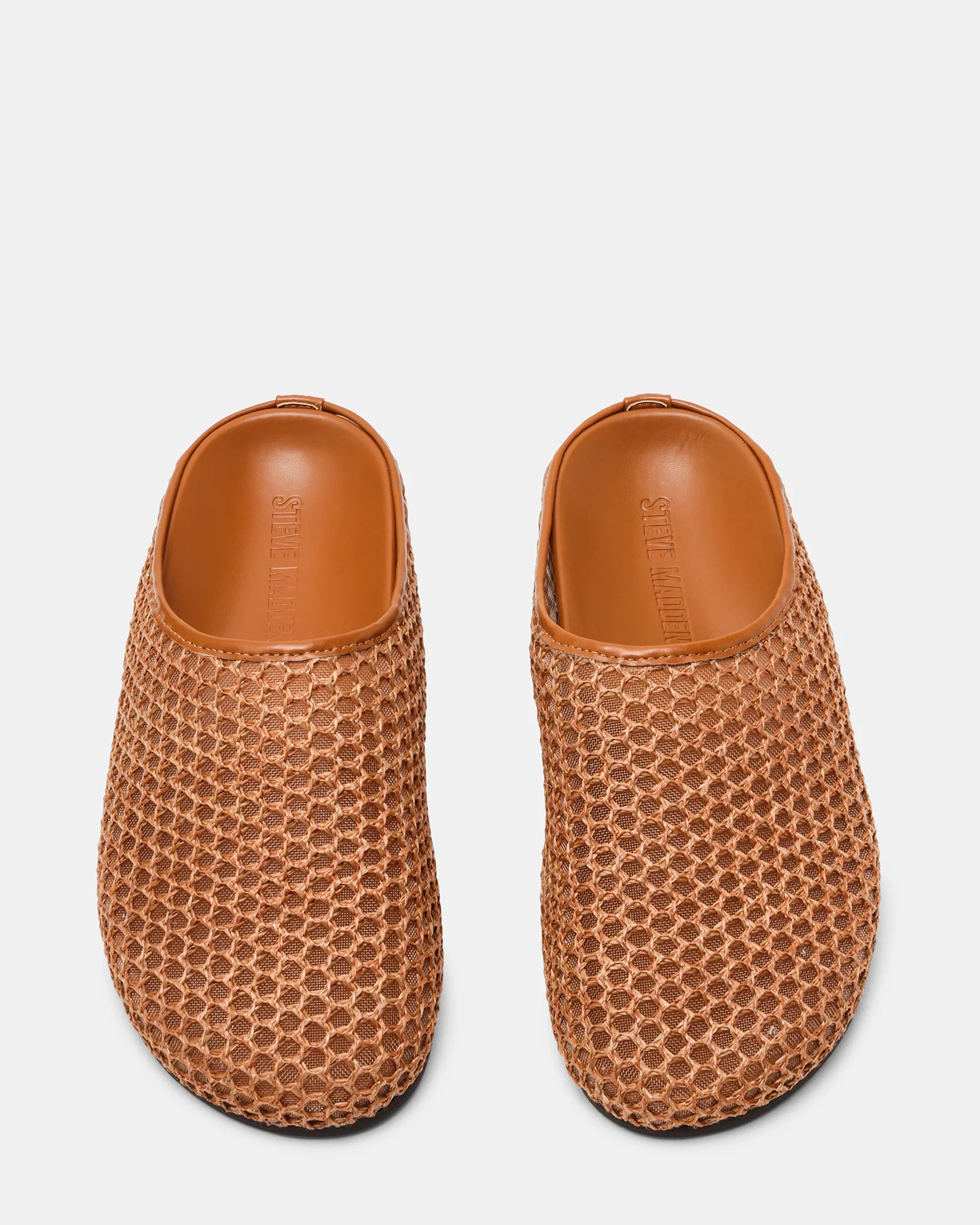FERN Tan Raffia Mesh Mule Slip-On Round-Toe Women's Flat | Steve Madden (US)