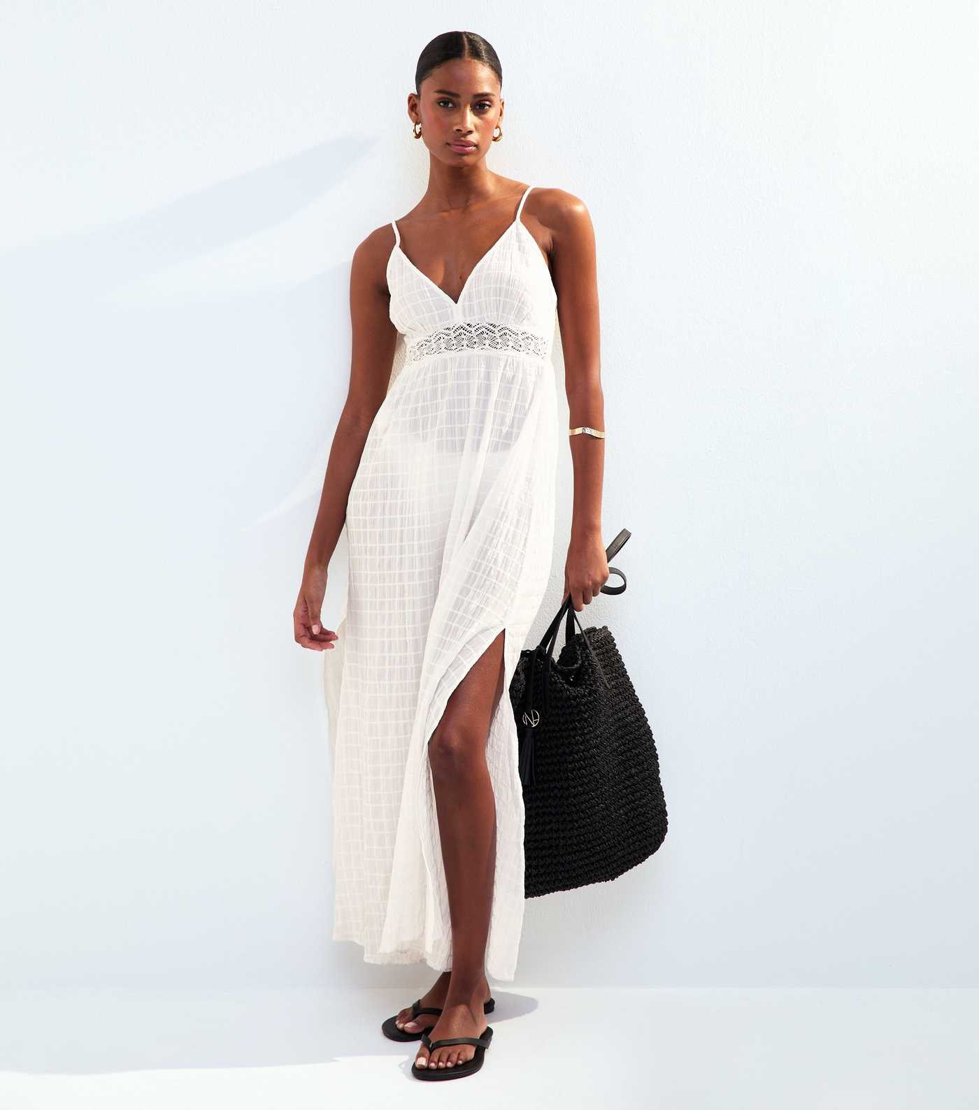 White Lace Insert Maxi Dress | New Look | New Look (UK)