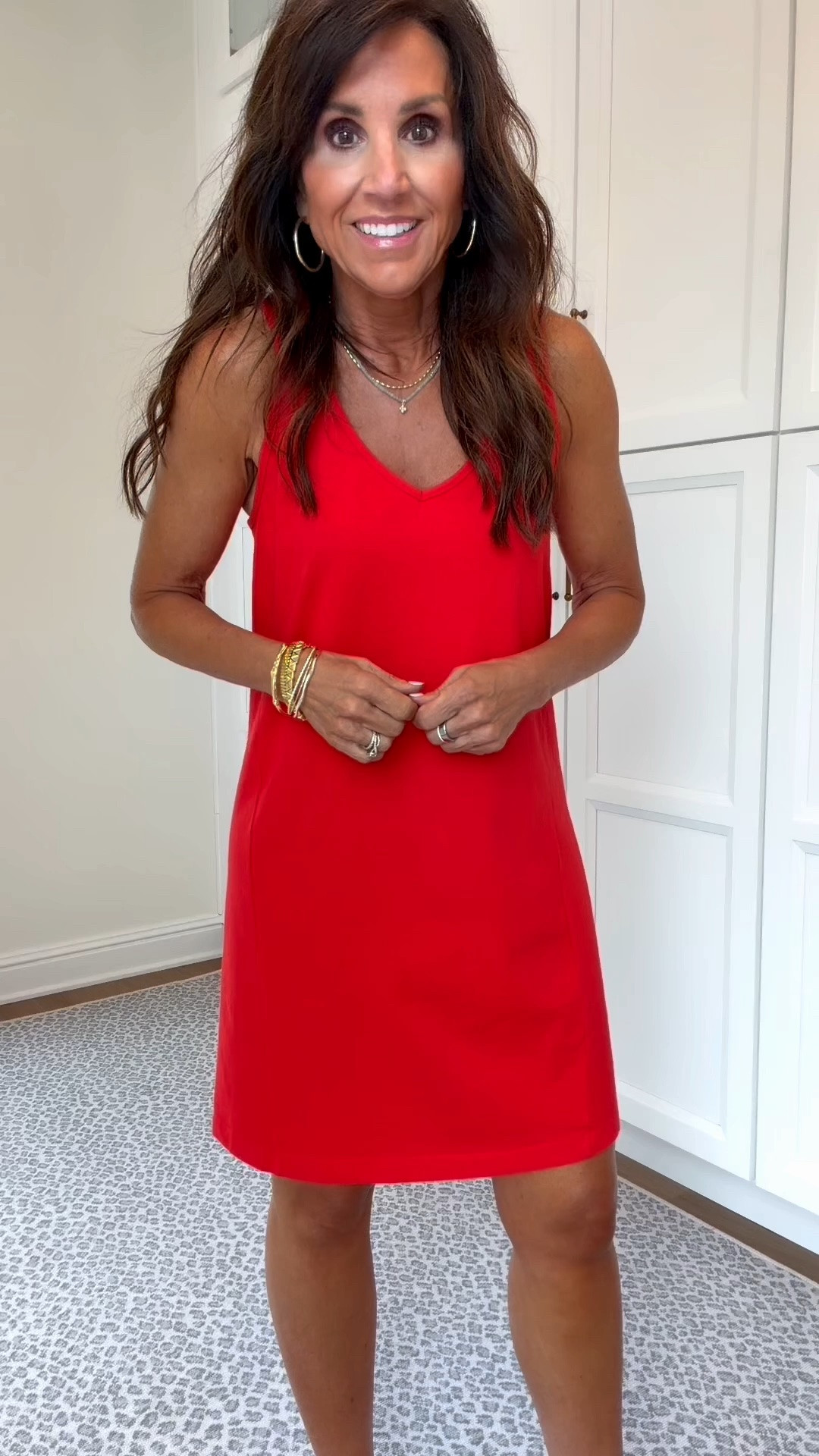 evereve red dress red dress for women midi EVEREVE Women's Jill Contrast Stitch Linen Midi  Dress, Size Large, Red