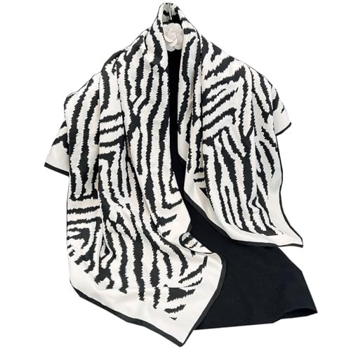 FairyCity Elegant Zebra Print Square Scarf, Black and White, Fashion Neck Wrap Hair Bandanas Scarves 35 Inches | Amazon (US)