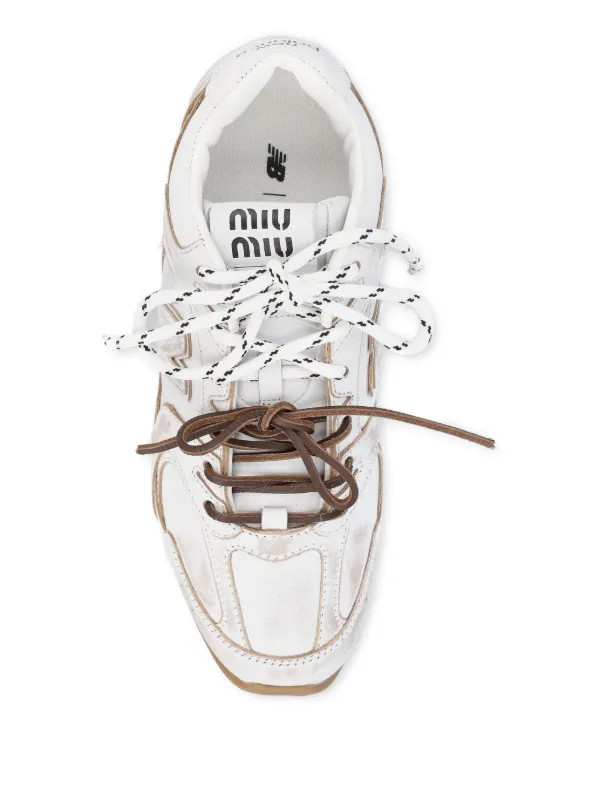 New Balance x New Balance X Miu Miu Contrast Laces Trainers | White | FARFETCH UK | Farfetch Global